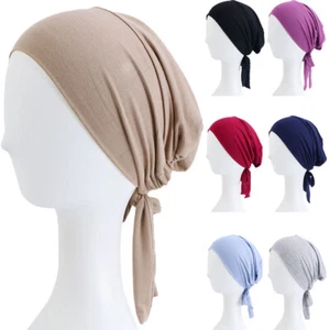 Pre-Tied Head Scarf Muslim Hijab Hat Women Turban Bonnet Cap Ninja Inner Wraps - Picture 1 of 24