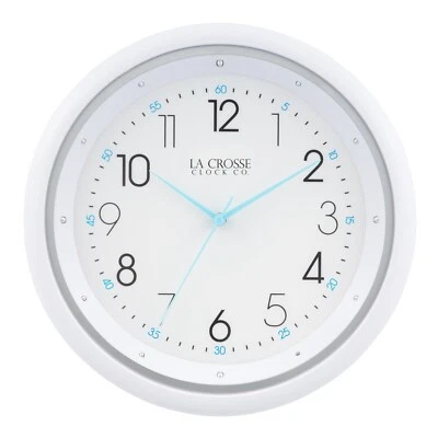 404-4525 La Crosse Clock Co. 10" Plastic Analog Night Vision Wall Clock - White