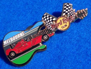 GUITARRA MELBOURNE AUSTRALIAN FORMULA 1 GRAN PRIX CHECKER FLAGS PIN Hard Rock Café - Imagen 1 de 1