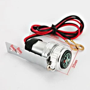 12V Motorcycle Mobile Phone SINGLE USB Charger Adapter Socket Compass Uk Seller - Picture 1 of 4