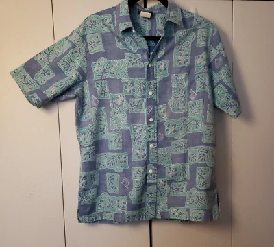 Camisa hawaiana vintage Iolani KOA ANUENUE azul algodón manga corta talla M en muy buen estado Foto 1 de 4