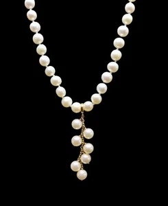 Handcrafted 14K Yellow Gold Akoya Pearl Dangle Drop Necklace Enhancer Pendant  - Picture 1 of 8