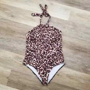 NWT Aqua Eve Leopard Print One Piece Halter Swimsuit Size 20W - Picture 1 of 7