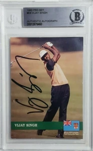 Tarjeta de novato firmada por Vijay Singh 1992 Pro Set PGA #E6 RC automática BGS BAS - Imagen 1 de 2