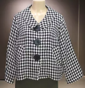 Lapis Women's Houndstooth Blazer Jacket Long Sleeve Black/White Size M - Picture 1 of 9