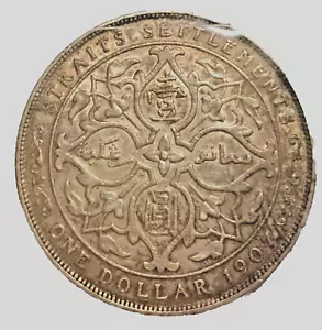 1907 Straits Settlements $1 Large Silver coin very high grade with toning.... - Picture 1 of 2
