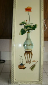 Vintage Asian Large Enamel Dramatic 3D Wall Hanging Picture # 4 LN - Picture 1 of 12