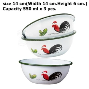 Camping Cookware&Dinnerware Set Enamel Bowl Lampang Chicken Pattern Special Uniq - Picture 1 of 5