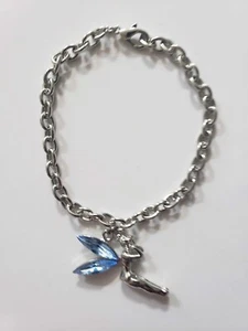 Armband Fee Tinkerbell blau Strass Kristall funkelnde Flügel 7" Kette neu - Bild 1 von 5
