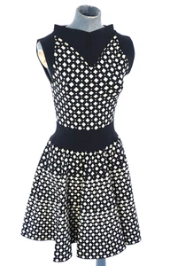 Antonio Berardi Dress Fit Flare Knitted Geometric Print Y2K Designer UK8 - Picture 1 of 10