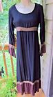Robe MAXI femme Funky People S/M BOHO ~ manches longues cloches ouvertes ~ inserts au crochet