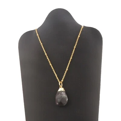 Collar distintivo colgante de cadena con cuentas galvanizado en oro fluorita natural Foto 1 de 3