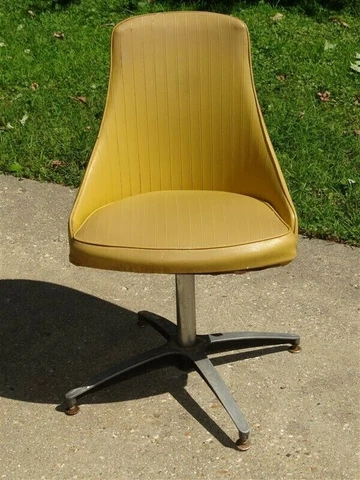 1960s ChromCraft Dinette Yellow Vinyl Swivel Chair * AS IS Cover