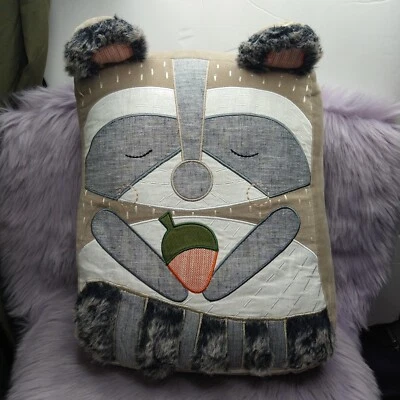 Almohada de peluche Pottery Barn Kids mapache rectangular critter 16x12 Foto 1 de 4