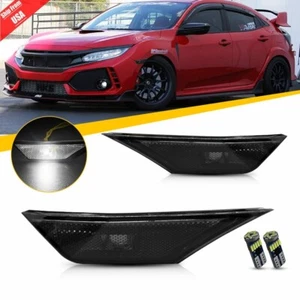Smoked OE Side Marker Light Housing w/ White LED Bulbs For 2016-2021 Honda Civic - Foto 1 di 13