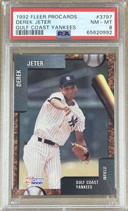 Derek Jeter 1992 Fleer ProCards Gulf Coast Minor League RC Card #3797 PSA 8