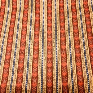 For Love of Country BTY Dan Morris Quilting Treasures Tan Blue Red Heart Stripe - Picture 1 of 3