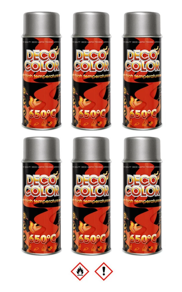 6 Stück 400ml Auspufflack bis 650 ° C  Ofenlack Thermolack Farbe Silber  13290 - Bild 1 von 1