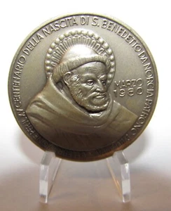 Medaglia in argento San Benedetto da Norcia anniversario della nascita 3,2 cm - Picture 1 of 3