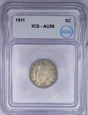 1911 Liberty Nickel 5C ICG AU58 - Image 1 of 4