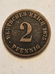 1875 C 🇩🇪 DEUTSCHLAND 2 PFENNIG WELTMÜNZE KM #2 KUPFER SEHR GUTE DETAILS  - Bild 1 von 3