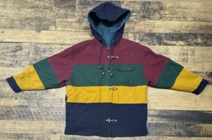 Vintage Braetan Coat Hooded Barn 90s Reversible M Women’s Green Color Block - Picture 1 of 19