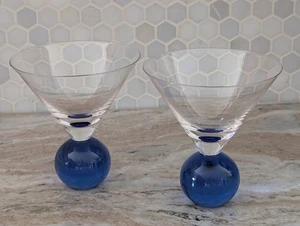 (2) Vasos Martini/Cosmo grandes base redonda pie bola azul - Imagen 1 de 7