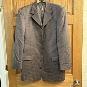 Studio Milano Tessilstrona 7 Button Blazer Sport Coat Wool Gray Checked Mens 43L - Picture 1 of 9