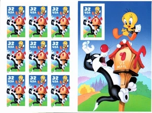 Scott#: 3204 Sylvester & Tweety Bird Pane of 10x32¢ 1998 Stamps - Lot 12 - Picture 1 of 2