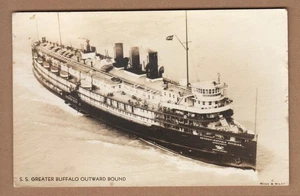 Vintage RPPC Real Photo Post Card S.S. GREATER BUFFALO Express Service Ship Line - Imagen 1 de 2