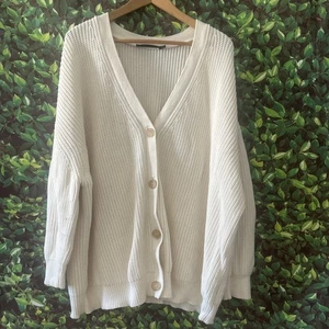 Jenni Kayne Womens V-neck Oversized Cardigan Sweater Beige Size 3X - Picture 1 of 8