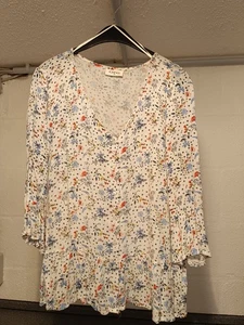 Damen-Bluse "GINA" weiß mit Blümchen und mit Schößchen Gr. 42 - Bild 1 von 3