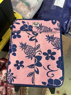 Vintage Faux Leather Roxy Girl Suitcase 90's Carry On Luggage Floral Hawaii 18" - Image 1 of 4