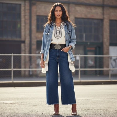 Women Black Elastic Bohemian Fashion Belt Antique Silver Metal Filigree Buckle S - Image 1 of 4