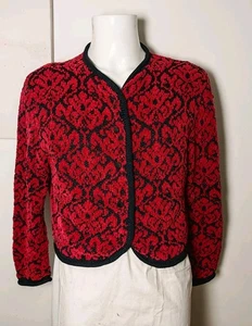 Vintage Anny Blatt Hand Knit Jacket – Red & Black – Unique Piece Hand Made  - Bild 1 von 10