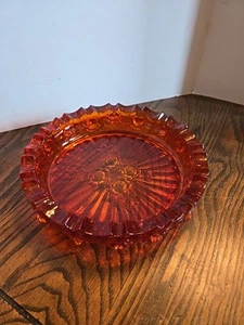 Ein einzigartiger Vintage MCM Fenton Amberina Glas Kohlrose Aschenbecher leuchtet abgeplatzt - Bild 1 von 11