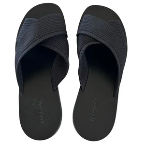 EVERLANE The Day Reknit Crossover Slide Flat Sandal in Black-Size 7 - Picture 1 of 6