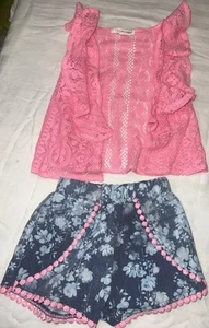 Self Esteem Brand Girl’s 3T Boho Shorts And Crochet Vest Bohemian Style - Picture 1 of 6