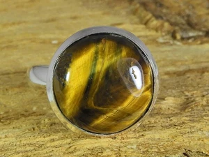 Natural Tiger Eye 925 Solid Sterling Silver Ring Size US-7 H004 - Picture 1 of 10