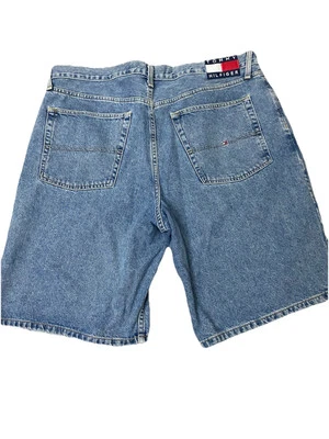 Pantalones Cortos Vaqueros Tommy Hilfiger De Colección Y2K Para Hombres Azul 40 Bandera Parche Años 90 Sueltos Grunge Foto 1 de 4