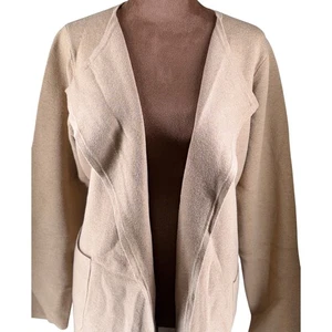 J. Crew Reimagined Open Front Cardigan One Size Beige Taupe Wool Blend EUC Cozy - Picture 1 of 9