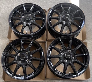 G.SPEED G05 14x4.5 +45 4x100 MBK Black Light Track Rims Kei Wheels 4 piece - Picture 1 of 6