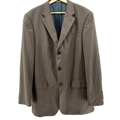 Blazer Oscar de la Renta Vintage Años 90 Marrón Azul Rayas Foto 1 de 4