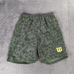 Wilson Tennis Shorts Netted Floral Design Pockets Green 7" Inseam Men Medium - Picture 1 of 10
