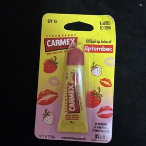 Carmex Limited Edition Strawberry 10g SPF15 Moisturising Lip Balm Liptember - Picture 1 of 2