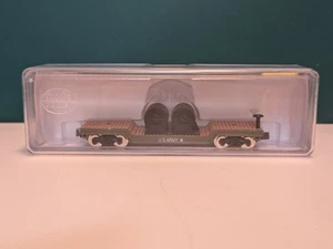 N Scale Model Power US Army Depressed Flat Car w/ Reels load & Rapido Couplers - Picture 1 of 4