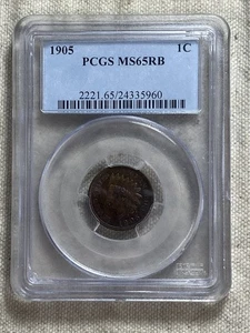1905 Indian Cent MS65RB PCGS Red Brown High Grade Gem Old Blue Holder - Picture 1 of 8
