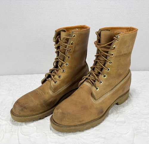 Stivali da lavoro vintage Timberland donna taglia 5W pelle marrone made in USA rotti