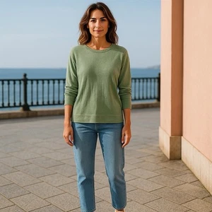 White Stuff Green Cotton Mix Knitted Jumper Sweater Pullover 12/14 Summer (K21) - Picture 1 of 6