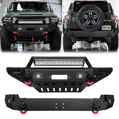 Vijay Front/Rear Bumper W/Winch Plate&LED Lights For 2007-2014 Toyota FJ Cruiser Foto 1 de 4